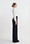 Audrey Black High Waist Lace Garnished Recovery Palazzo Trousers - 4