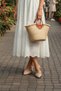 Mary Jane Women's Cream Open Back Pointed Toe Short Block Heels with Baretli Belt Detail - 6