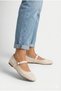 Cream Tweed Fabric Mary Janes Ballet Flats Stylish Buckled Orthopedic Sole Casual Office Shoes - 3