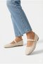 Cream Tweed Fabric Mary Janes Ballet Flats Stylish Buckled Orthopedic Sole Casual Office Shoes - 5