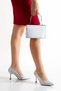 Women's Silver Closed Back 8 cm Thin Galvanized Heels Comfortable Stiletto and Bag Combination - 2
