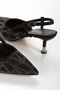 Women's Black Satin Patterned Comfortable Stiletto with 5 cm Thin Galvanized Heels Encrusted with Stones - 4