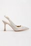Women's Gold Satin Drip Stones 8 cm Thin Galvanized Heels Comfortable Stiletto