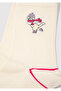 Cat Embroidered Ecru Socks 1913564-70057 - 2
