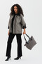 Women's Smoked Zippered Fabric Handle Shoulder Bag - 3