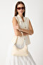 Women's Cream Faux Leather Baguette Hand and Shoulder Bag - 5