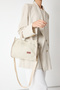 Women's Cream Straw Look Shoulder Bag with Strap - 2