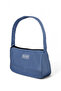 Women's Denim Blue Baguette Hand and Shoulder Bag with Writing on the Front - 2