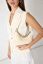 Women's Cream Faux Leather Baguette Hand and Shoulder Bag - 3