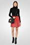 Women Regular Fit Pleated Mini Skirt, Red - 5