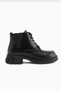 Women's Black Lace-Up, Zippered Short Boots - 3