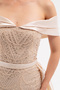 Women's Beige Slim Fit Boat Neck Tailed Long Evening Dress - 4