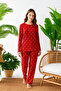 Transitional Long Sleeve Suede Women's Pajama Set- Crew Neck Women's Pajamas - 4