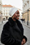 Ribbed Cream Sponge Ready-To-Wear Turban Hijab with Bands (Front and Back Bands) Pool Cap - 7
