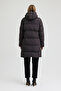 Women's Smoke Gray Hooded Full-Zip Pocketed Mid-Length Puffer Jacket - 4