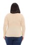 Plus Size U-Neck Long Sleeve Viscose Beige Color Bodysuit - 4
