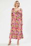 Women's Square Neck Angel Sleeve Short Sleeve a Line Dress Woven Floral Pattern Plus Size Maxi - 5