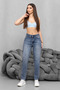 Women's High Waist Stretch Fabric Soft-Textured Comfort Mom Jeans - 7