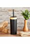 Mila Bamboo Patterned 5-Piece Bathroom Set: Trash Can, Brush, Liquid and Solid Soap Dispenser, Toothbrush Holder - 7