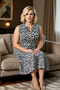 Women's Zero Sleeve V-Neck Geometric Pattern Midi Knitted Dress Plus Size Functional Quality - 4