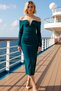 Women's Carmen Collar Long Sleeve Bodycon Knitted Dress Functional Durable Quality Modern