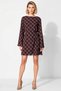 Women's Crew Neck Long Sleeve A-Line Fit Plaid Pattern Mini Woven Dress Functional Stylish - 5