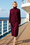 Women's Turtleneck Long Sleeve Solid Pattern Wide Fit Knitwear Midi Dress Functional Durable Stylish