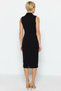 Women's Coat Collar Sleeveless Button Detail Bodycon Midi Dress Functional Durable Comfortable - 6