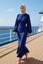 Women's Mock Neck Balloon Sleeve Maxi Dress Jacquard Floral Woven Pattern Skater Functional Comfortable