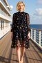 Women's Plus Size Halter Neck Standard Sleeve Shawl Pattern Chiffon Midi Dress Functional Stylish