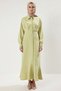 Women Shirt Dress Shirt Collar Batwing Sleeve Plain Pattern Maxi Length Woven Fabric Functional Stylish - 5