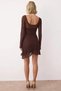 Women's Boat Neck Long Sleeve Stretchy Knitted A-Line Fit Mini Dress Functional Durable Modern - 6