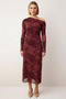 Women's Asymmetrical Neckline Long Sleeve Spanish Sleeve Shawl Patterned Tulle Midi Dress Functional Aesthetic - 5