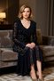Women's V-Neck Long Sleeve Spanish Sleeve Fish Scale Lace Midi Dress Functional Durable Stylish - 4