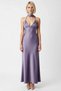 Women's V-Neck Sleeveless Satin Woven Shift Mold Maxi Dress Functional Durable Quality Stylish - 5
