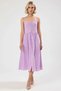 Women's Sweetheart Neckline Thin Straps Sleeveless A-Line Midi Dress Functional Durable Stylish 100% Cotton - 4