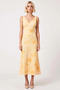 Women's V-Neck Standard Sleeve Bodycon Fit Maxi Tulle Dress Bow Detail Functional Aesthetic - 5