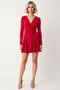 Women's V-Neck Long Sleeve Skater Fit Knitted Dress Functional Modern - 4