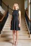 Women's Halter Neck Sleeveless Skater Fit Knitwear Mini Dress Medium Thickness Functional Quality - 3