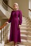 Women's Mock Neck Balloon Sleeve Maxi Dress Jacquard Floral Woven Pattern Skater Functional Comfortable - 3
