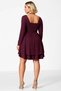 Women's Square Neck Long Sleeve Wrinkle Knitted Plus Size Mini Dress Functional Durable Comfortable - 6