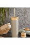 Mila Bamboo Patterned 5-Piece Bathroom Set: Trash Can, Brush, Liquid and Solid Soap Dispenser, Toothbrush Holder - 5