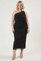 Women's One-Sleeve Asymmetric Neckline Bodycon Stretchy Knitted Tulle Dress Plus Size Functional Stylish - 4