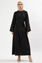 Women's Crew Neck Spanish Sleeve A-Line Fit Look Woven Maxi Dress Durable - 5