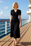 Women's Double-Breasted Collar Short Sleeve A-Line Maxi Dress Functional Stylish