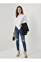 Women's White Round Neck Drape Detailed Spanish Sleeve Hijab Matching Blouse - 3