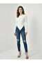 Women's White Round Neck Drape Detailed Spanish Sleeve Hijab Matching Blouse - 2