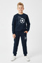 3 Thread Round Neck Thick Winter Sh Fleece-Lined Print Detailed 6 Piece Boys Tracksuit Set - 3