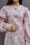 Powder Vintage Floral Pleated Long Women's Dress - 3
