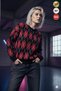 Women's Black Burgundy Small Diamond Pattern Sweater Xs-S-M Size Compatible Standard Size Soft Knitwear Sweater - 3